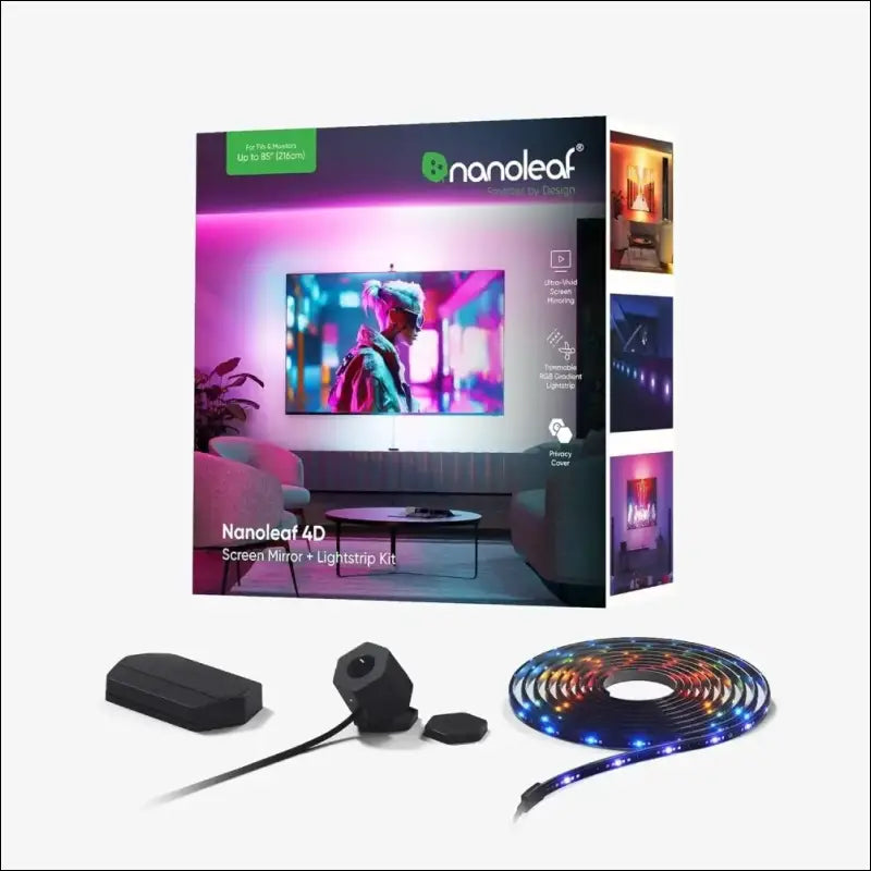 Nanoleaf 4D Screen Mirror Kit + Lightstrip Kit for TVs and Screens up to 65 Inches - Connected RGBW LED Strip + Camera, Thread & WiFi, Compatible with Amazon Alexa Google Home...