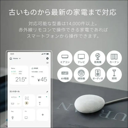 Nature Remo Lapis Remo-2W3 Smart Remote Control with Temperature and Humidity Sensor, Comfortable Air Conditioner Power Saving, Compatible with Alexa, Google Home, Siri