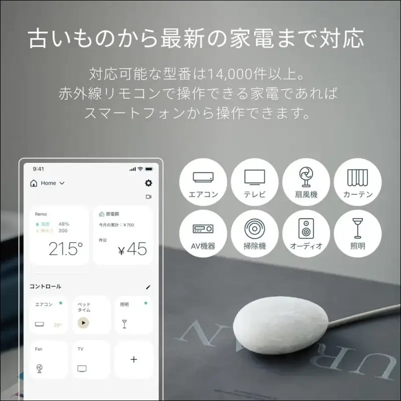Nature Remo Lapis Remo-2W3 Smart Remote Control with Temperature and Humidity Sensor, Comfortable Air Conditioner Power Saving, Compatible with Alexa, Google Home, Siri