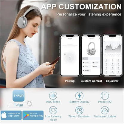 NC95 Hybrid Active Noise Cancelling Headphones, Over Ear Headphones Wireless Bluetooth 5.3, Built-in Mic, 65H Playtime, App Control, Hi-Res Audio, Comfort Fit, Clear Calls for...