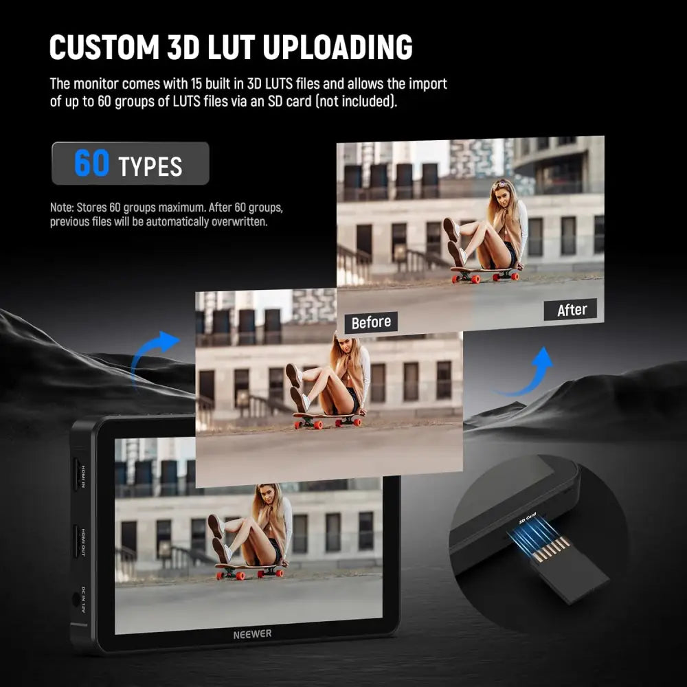 NEEWER F700 7" Camera Field Monitor, 2000nit HD 1920x1080 IPS Touch Screen with 3D LUT, 4K HDMI Loop in/Out with Peak Focus DSLR Video Assist HDR Waveform, Cold Shoe Mount,...