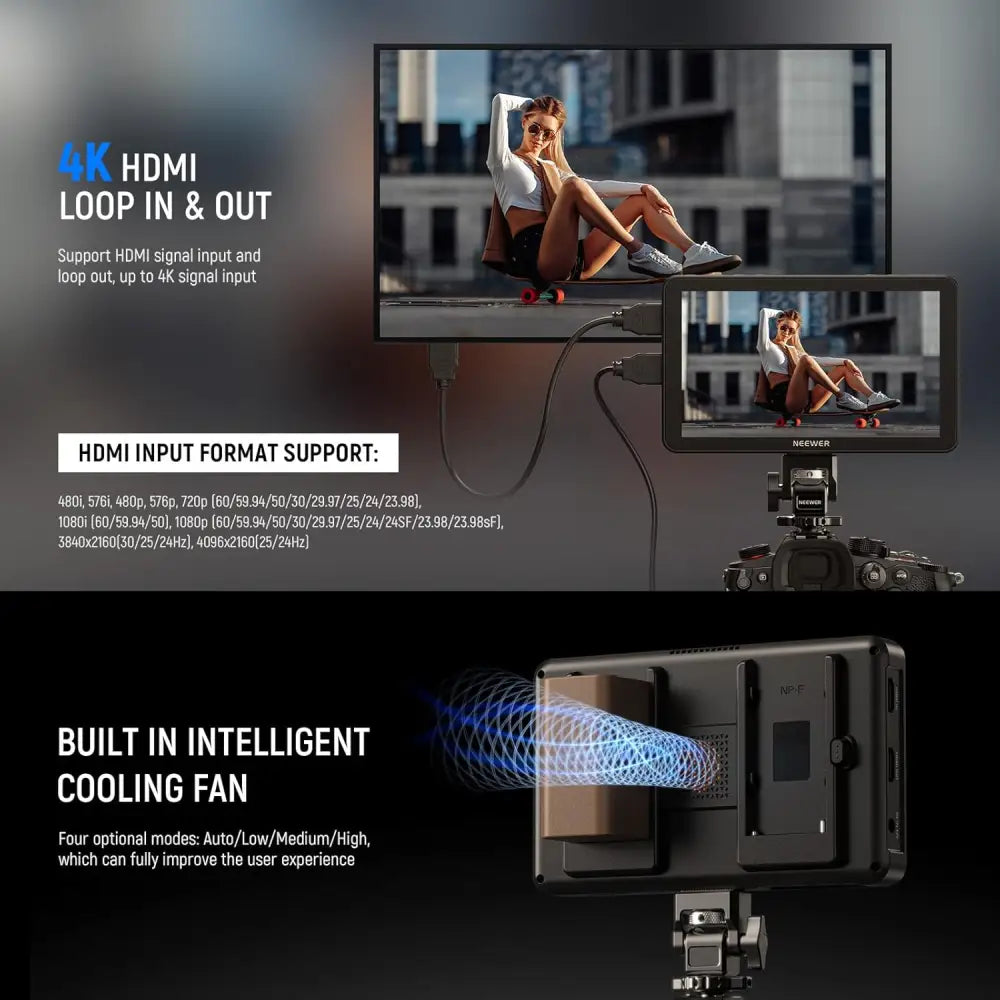 NEEWER F700 7" Camera Field Monitor, 2000nit HD 1920x1080 IPS Touch Screen with 3D LUT, 4K HDMI Loop in/Out with Peak Focus DSLR Video Assist HDR Waveform, Cold Shoe Mount,...