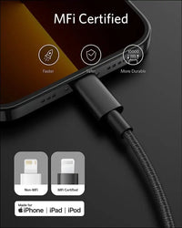 New Nylon USB C to Lightning Cable, USB-C to Lightning Charging Cord for [Apple Mfi Certified] for Iphone 11 Pro/X/Xs/Xr / 8 Plus/Airpods Pro, Supports Power Delivery (1.8M, Black)