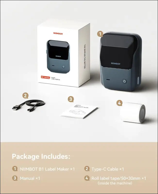 NIIMBOT B1 Label Printer With 1 Label Roll For Offices, Homes, Shipping Addresses