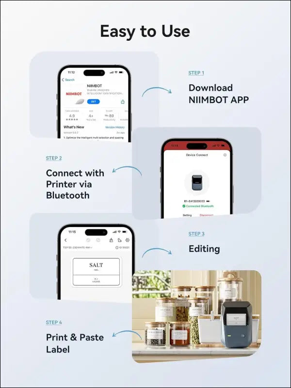 NIIMBOT B1 Label Printer With 1 Label Roll For Offices, Homes, Shipping Addresses