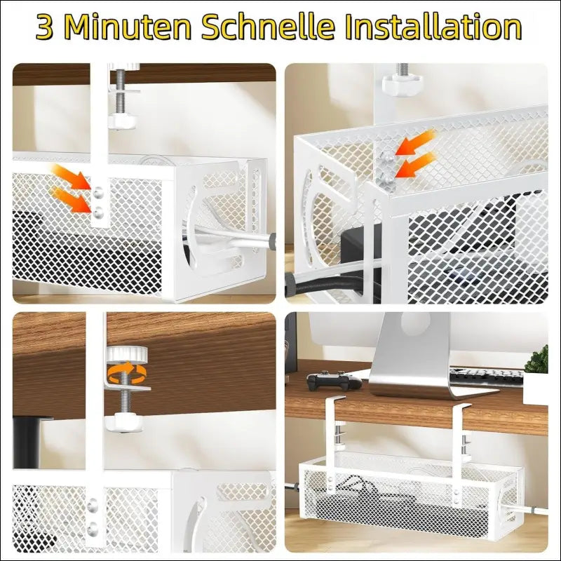 No-Drill Under Desk Cable Tray