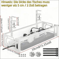 No-Drill Under Desk Cable Tray