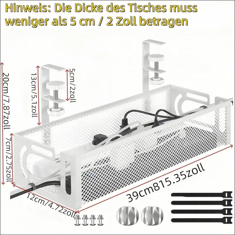 No-Drill Under Desk Cable Tray