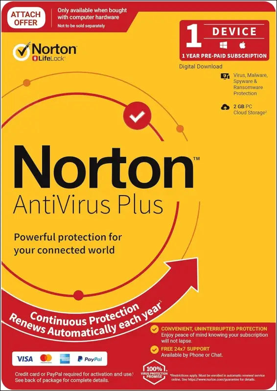 Norton Anti Virus Plus 2020 2GB 1 User 1 Devices PC MAC Android iOS DVD Security Software