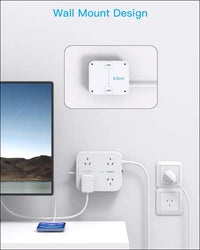 One Beat Power Board Surge Protected,8 Outlets with 4 USB (2 USB C) Charging Ports,Multi Plug Outlet Extender,1.2M Extension Cord,Flat Plug Wall Mount Desk Charging Station for...