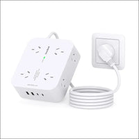 One Beat Power Board Surge Protected,8 Outlets with 4 USB (2 USB C) Charging Ports,Multi Plug Outlet Extender,1.2M Extension Cord,Flat Plug Wall Mount Desk Charging Station for...