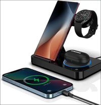 OneCut Inductive Charging Station for Samsung, 4-in-1 Foldable Charging Station for Samsung S24 S23 S22 Ultra S21 Z Flip 5 Z Fold 5 Note20 Galaxy Buds Wireless Charger for...
