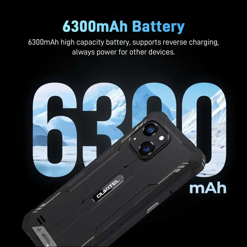 OUKITEL G2 Rugged Phone Unlocked, 6" Screen Cell Phone, 6300mAh Battery, 16GB+64GB/TF 1TB Smartphone, 13MP Camera, 4G Dual SIM Android 14 Phones, IP68/IP69K Waterproof Phone,...