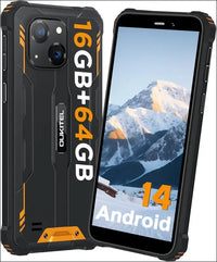 OUKITEL G2 Rugged Phone Unlocked, 6" Screen Cell Phone, 6300mAh Battery, 16GB+64GB/TF 1TB Smartphone, 13MP Camera, 4G Dual SIM Android 14 Phones, IP68/IP69K Waterproof Phone,...