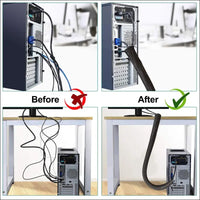 Pack of 4 Cable Duct Desk Flexible Management, 1.5 m Cable Management Black with Zip, Diameter 2-2.5 cm, Cable Tube, Cable Organiser Management for PC Cable Protection