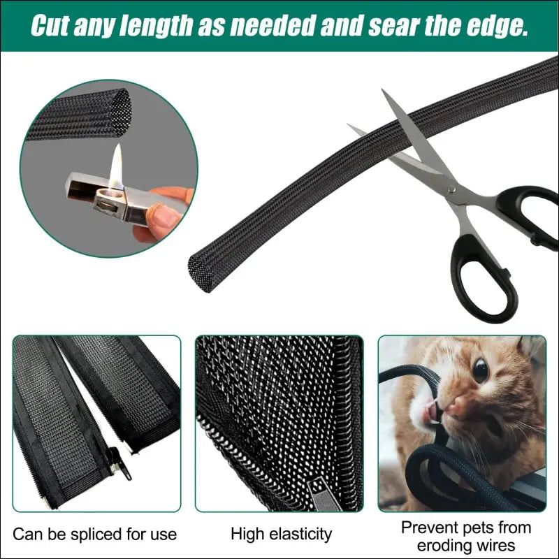 Pack of 4 Cable Duct Desk Flexible Management, 1.5 m Cable Management Black with Zip, Diameter 2-2.5 cm, Cable Tube, Cable Organiser Management for PC Cable Protection