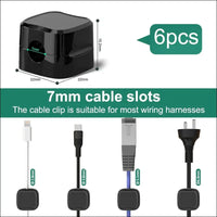 Pack of 6 Cable Holder, Cable Clips, Cable Management, Adjustable Cable Organiser, Self-Adhesive Cable Holder for Desk, Power Cable, USB Charging Cable, Chargers, Audio Cable,...