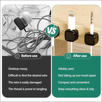 Pack of 6 Cable Holder, Cable Clips, Cable Management, Adjustable Cable Organiser, Self-Adhesive Cable Holder for Desk, Power Cable, USB Charging Cable, Chargers, Audio Cable,...