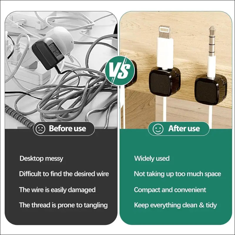 Pack of 6 Cable Holder, Cable Clips, Cable Management, Adjustable Cable Organiser, Self-Adhesive Cable Holder for Desk, Power Cable, USB Charging Cable, Chargers, Audio Cable,...