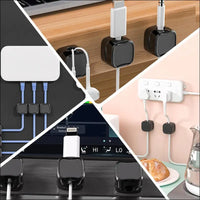Pack of 6 Cable Holder, Cable Clips, Cable Management, Adjustable Cable Organiser, Self-Adhesive Cable Holder for Desk, Power Cable, USB Charging Cable, Chargers, Audio Cable,...