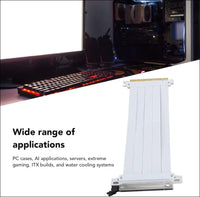 PCIE 5.0 Riser Cable with 128Gbps, RTX4090 Compatible, 90 Degree Adapter for High Speed GPU Extension, White, 200Mm (20Cm)