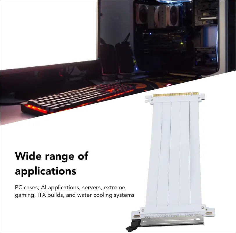 PCIE 5.0 Riser Cable with 128Gbps, RTX4090 Compatible, 90 Degree Adapter for High Speed GPU Extension, White, 200Mm (20Cm)