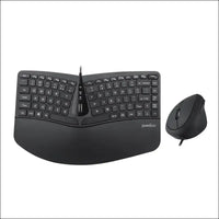 Perixx PERIDUO-406, Wired Compact Ergonomic Keyboard with Vertical Mouse - Tilt Wheel - Membrane Low Profile Keys - Numeric Keypad not Included
