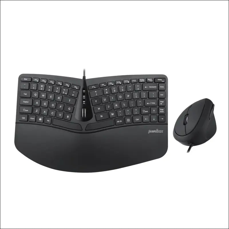 Perixx PERIDUO-406, Wired Compact Ergonomic Keyboard with Vertical Mouse - Tilt Wheel - Membrane Low Profile Keys - Numeric Keypad not Included