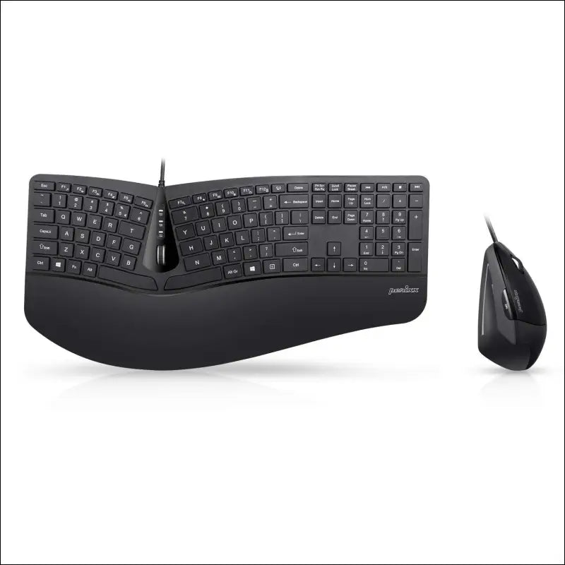 Perixx Periduo-505, Wired USB Ergonomic Split Keyboard and Vertical Mouse Combo with Adjustable Palm Rest and Short Tactical Membrane Keys, US English Layout