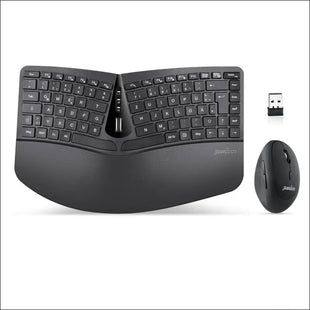 Perixx Periduo-606, Ergonomic Wireless Compact Keyboard and Vertical Mouse Desktop Set, Split Keypad, 4-Way Scroll Wheel, Adjustable Wrist Rest