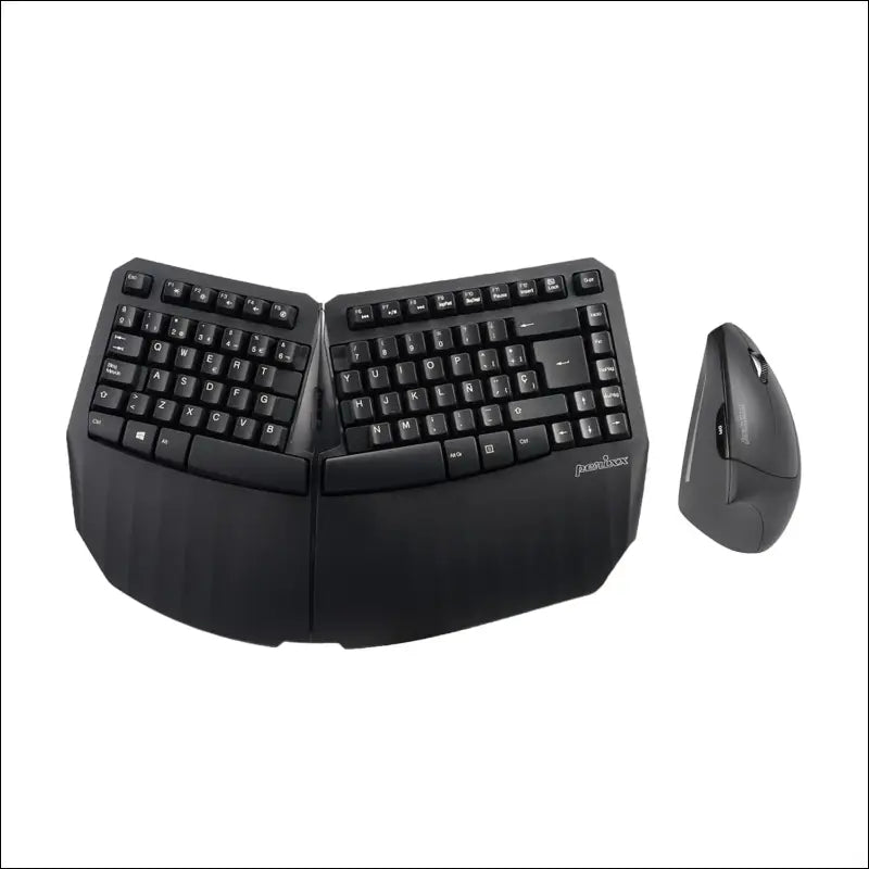 Perixx PERIDUO-813B ES, Ergonomic Compact Keyboard and Wireless Vertical Mouse Set with 6 Buttons - Black - QWERTY English