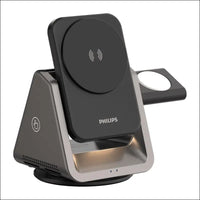 Philips 3 in 1 Wireless Charging Station Compatible with Magsafe Qi | iPhone Phones Charger| iWatch | Airpods | Multiple Chargers | Bed Side Desktop 3X Devices Reliable Night...