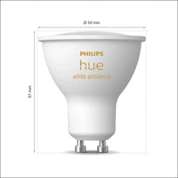 Philips Hue GU10 Smart Lamp, Adjustable Warm to Cool White Light, 3 Pack, Bluetooth Compatible, Voice Control with Alexa, Apple Home and Google Assistant