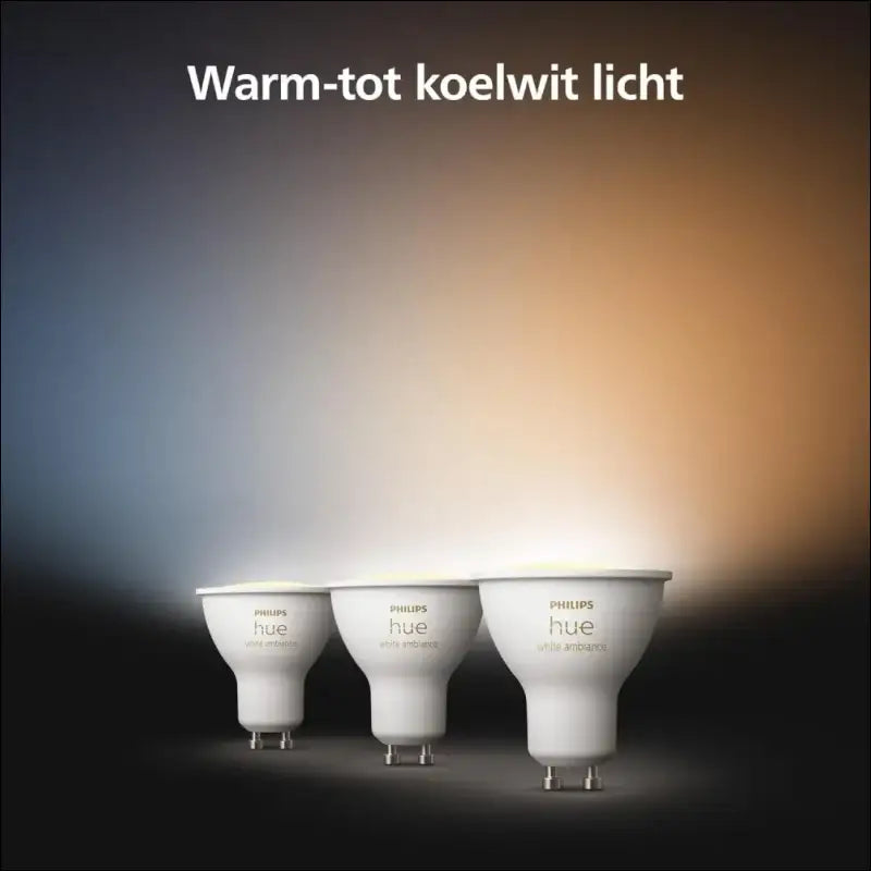 Philips Hue GU10 Smart Lamp, Adjustable Warm to Cool White Light, 3 Pack, Bluetooth Compatible, Voice Control with Alexa, Apple Home and Google Assistant