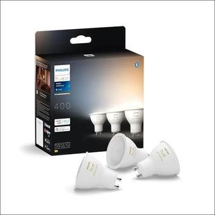 Philips Hue GU10 Smart Lamp, Adjustable Warm to Cool White Light, 3 Pack, Bluetooth Compatible, Voice Control with Alexa, Apple Home and Google