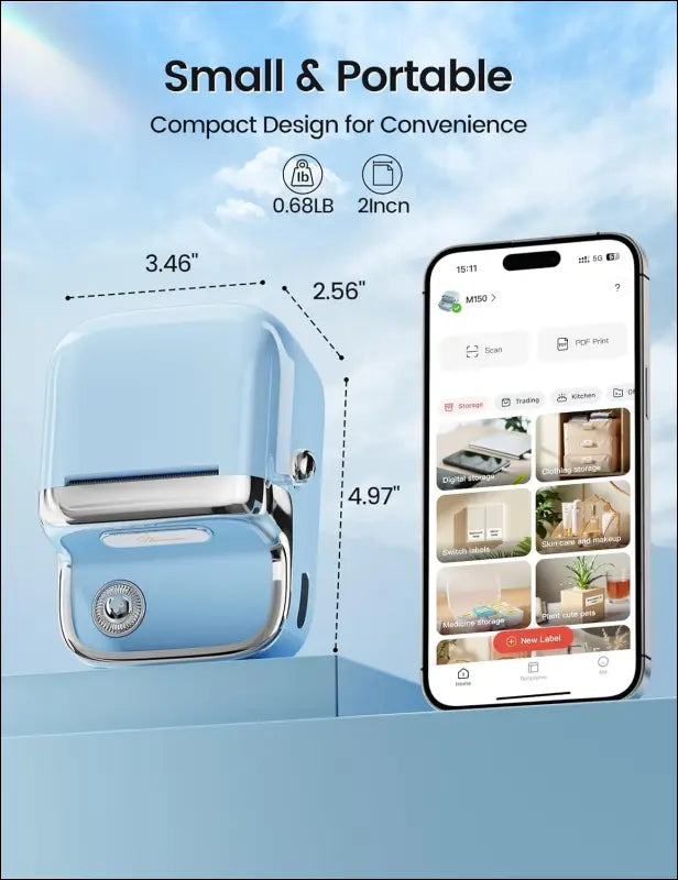 Phomemo M150 Label Maker Machine, 2025 Upgraded Bluetooth Sticker Printer, 2" Thermal Label Priner for Home Use & Small Business, Compatible with iOS & Android Phone, with 1...