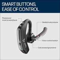 Plantronics - Voyager 5200 (Poly) - Bluetooth Over-The-Ear (Monaural) Headset - Compatible to Connect to Cell Phones - Noise Canceling, (Charger not Included) Standard