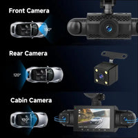 Podofo 360 Degree Dash Cam, HD 1080P Front Camera with Left/Right/Rear Camera, 4-Channel Onboard Car Camera, G-Sensor, Motion Detection, Loop Recording Guide, 24-Hour Parking Mode