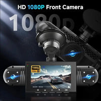Podofo 360 Degree Dash Cam, HD 1080P Front Camera with Left/Right/Rear Camera, 4-Channel Onboard Car Camera, G-Sensor, Motion Detection, Loop Recording Guide, 24-Hour Parking Mode