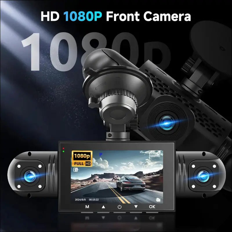 Podofo 360 Degree Dash Cam, HD 1080P Front Camera with Left/Right/Rear Camera, 4-Channel Onboard Car Camera, G-Sensor, Motion Detection, Loop Recording Guide, 24-Hour Parking Mode