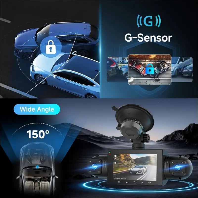 Podofo 360 Degree Dash Cam, HD 1080P Front Camera with Left/Right/Rear Camera, 4-Channel Onboard Car Camera, G-Sensor, Motion Detection, Loop Recording Guide, 24-Hour Parking Mode