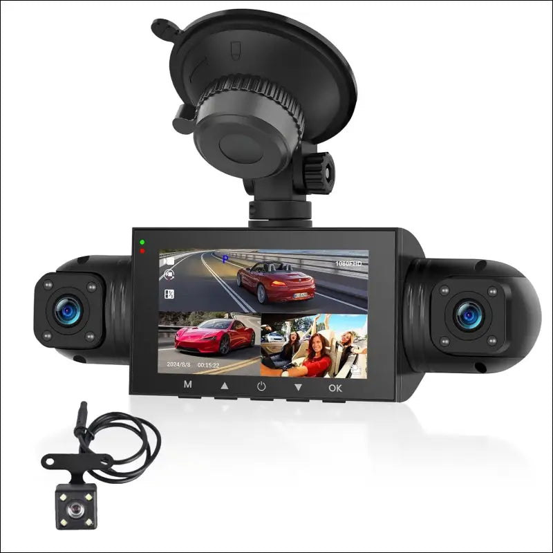 Podofo 360 Degree Dash Cam, HD 1080P Front Camera with Left/Right/Rear Camera, 4-Channel Onboard Car Camera, G-Sensor, Motion Detection, Loop Recording Guide, 24-Hour Parking Mode