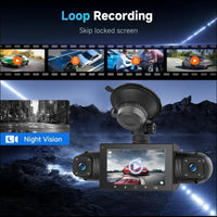 Podofo 360 Degree Dash Cam, HD 1080P Front Camera with Left/Right/Rear Camera, 4-Channel Onboard Car Camera, G-Sensor, Motion Detection, Loop Recording Guide, 24-Hour Parking Mode