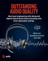 Poly Voyager Focus 2 UC Headphones with Station - ANC, Long Talk Time