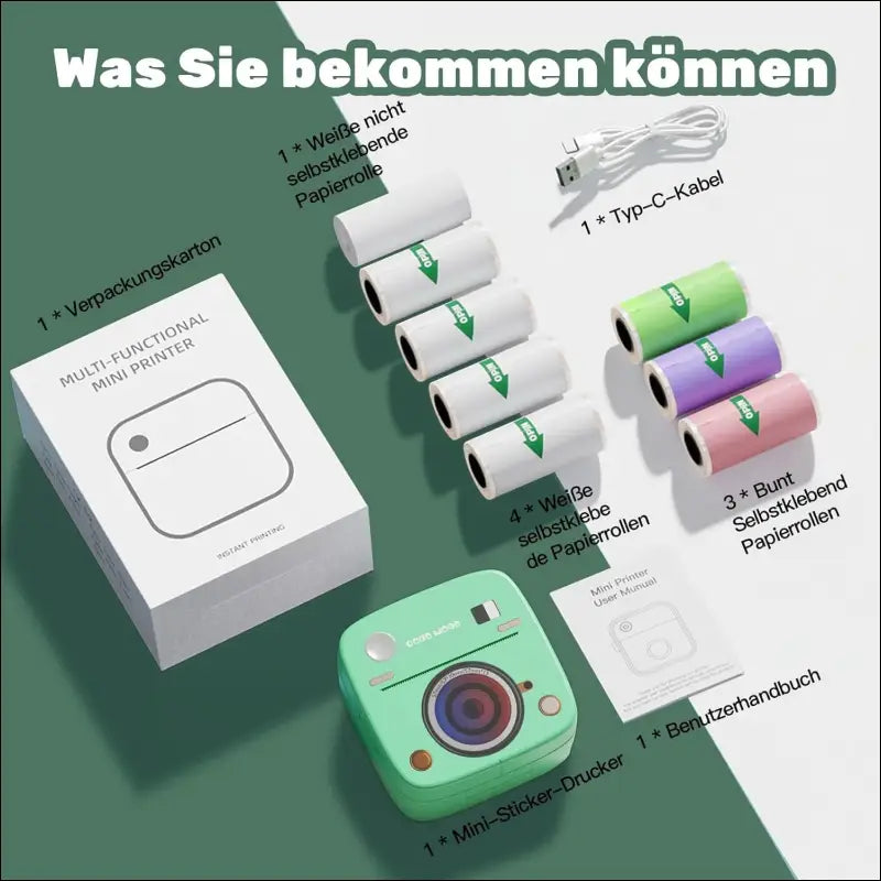 Portable Bluetooth Thermal Printer with Stickers