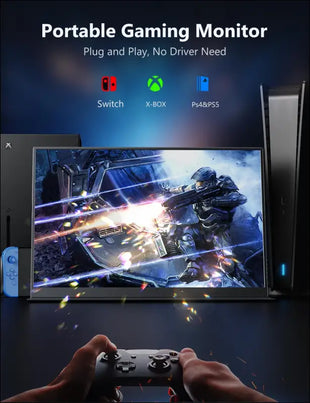 Portable Gaming Monitor, 16.1" 2.5K 144Hz Laptop Monitor, Dual USB C HDMI Second Computer Screen, Portable Gaming Display with Speakers, Travel Monitor for PS4/5 Xbox Switch MAC...