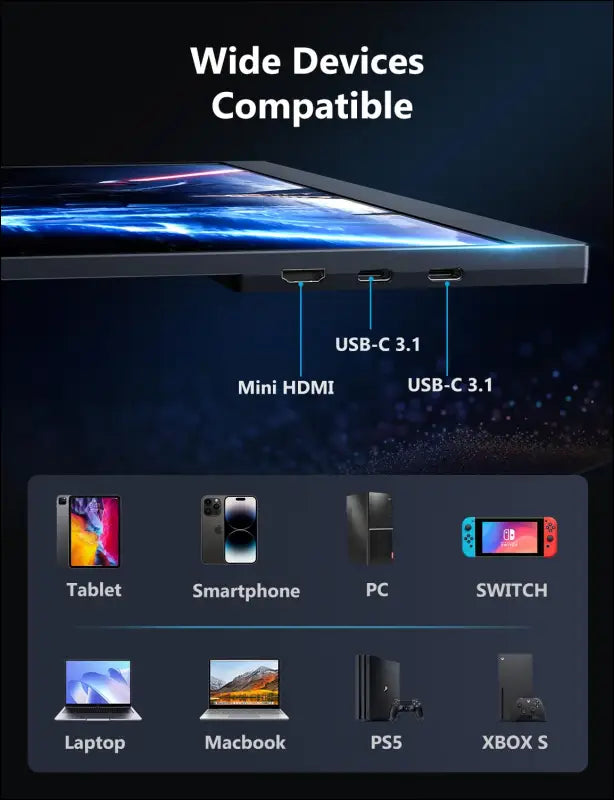 Portable Gaming Monitor, 16.1" 2.5K 144Hz Laptop Monitor, Dual USB C HDMI Second Computer Screen, Portable Gaming Display with Speakers, Travel Monitor for PS4/5 Xbox Switch MAC...
