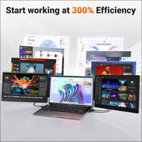 Portable Monitor, 14" FHD 1080P IPS Screen Extender for 13-17" Laptop, Built-in Stand, Plug and Play, Compatible With Mac, Windows, Dex, Chrome