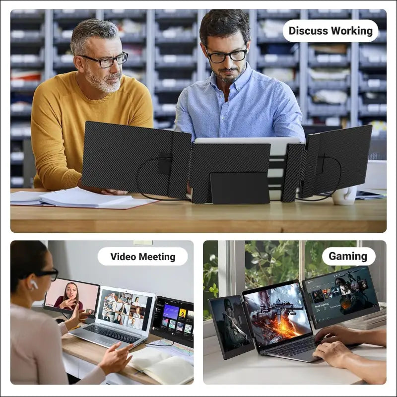 Portable Monitor, 14" FHD 1080P IPS Screen Extender for 13-17" Laptop, Built-in Stand, Plug and Play, Compatible With Mac, Windows, Dex, Chrome