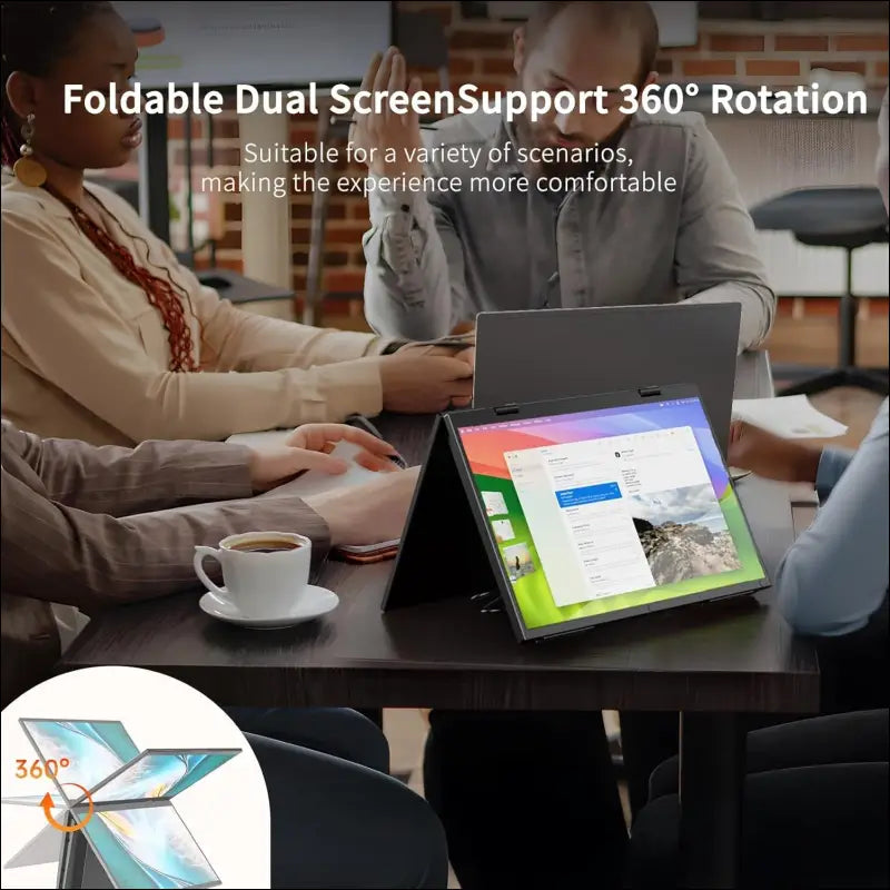Portable Monitor 14 Inch 1200P 100% sRGB Laptop Screen Extender, USB-C HDMI Triple Monitor, Dual Screen Foldable with Stand & VESA Mountable for Laptop PC Mac Windows